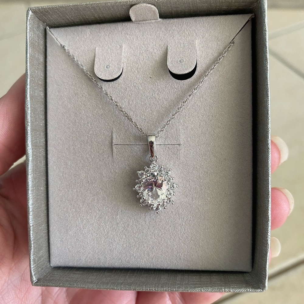 Zales synthetic diamond necklace brand new in box